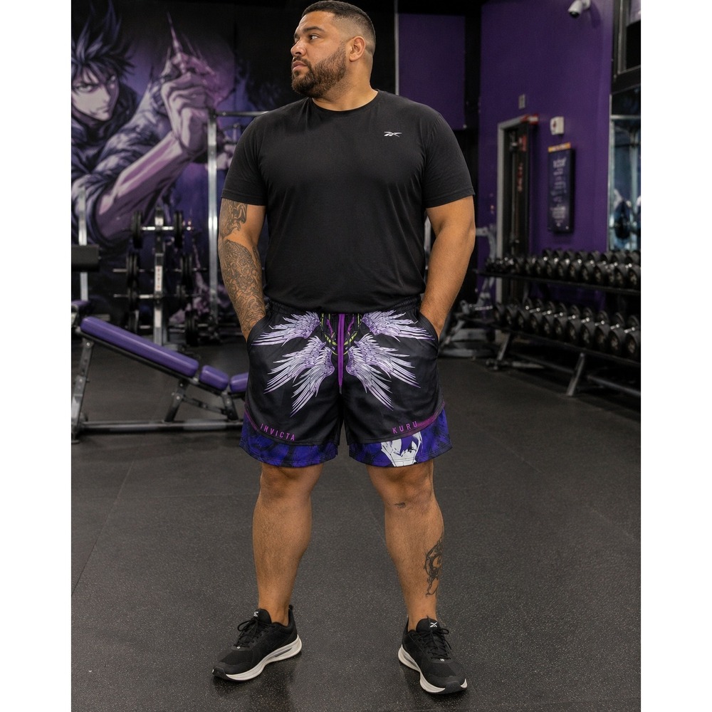 Invicta Kuru Anime x Gym Bleach Aizen Compression Shorts Mens XXL Black Purple